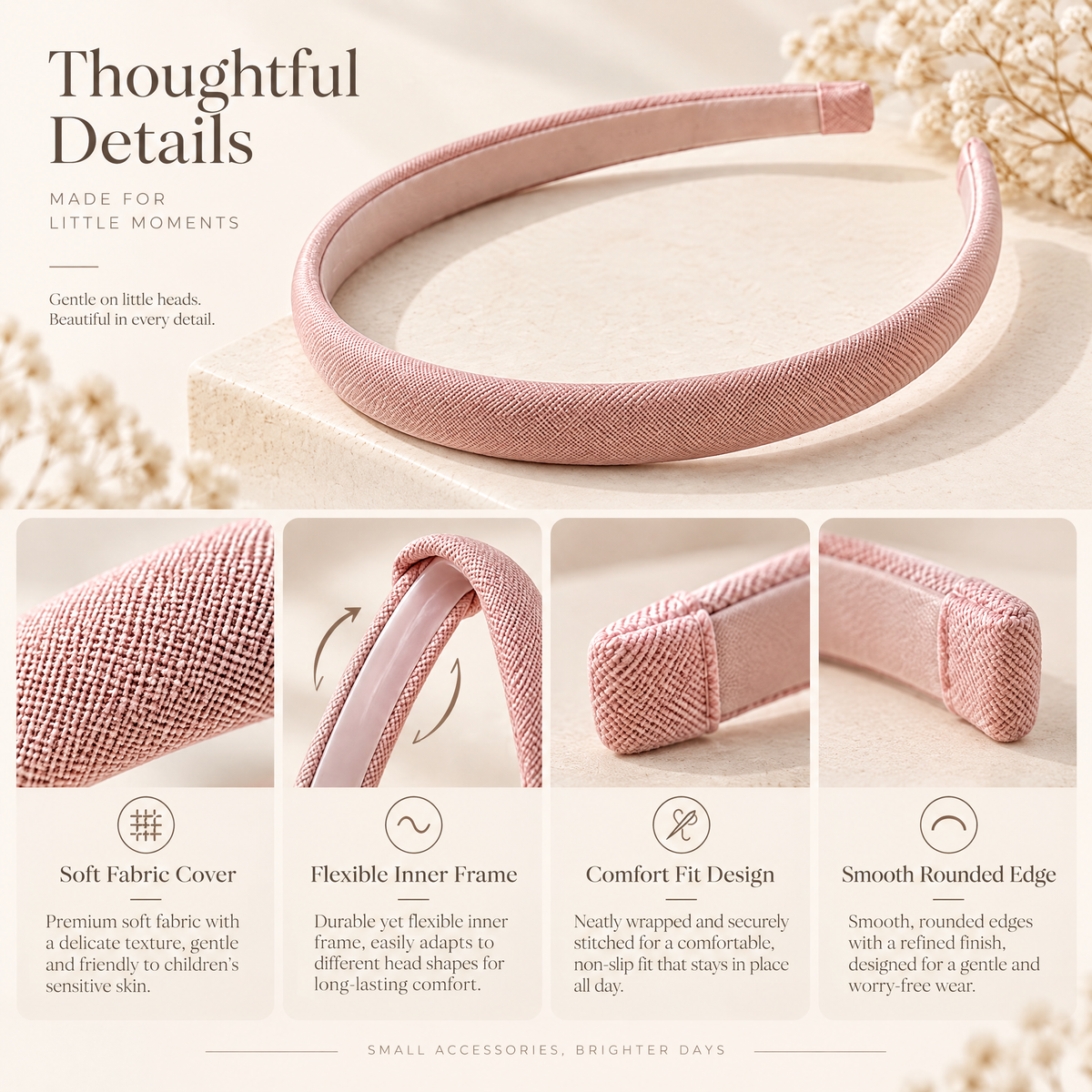 Kenswelli™ Soft Pink Fabric Headband