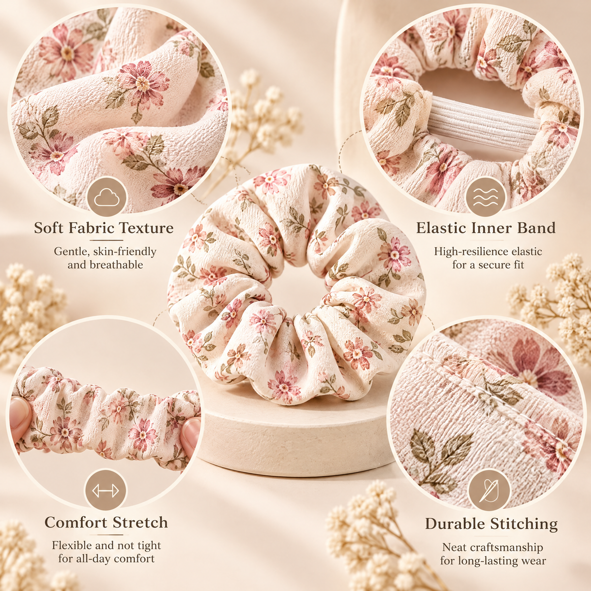 Kenswelli™ Vintage Floral Scrunchie