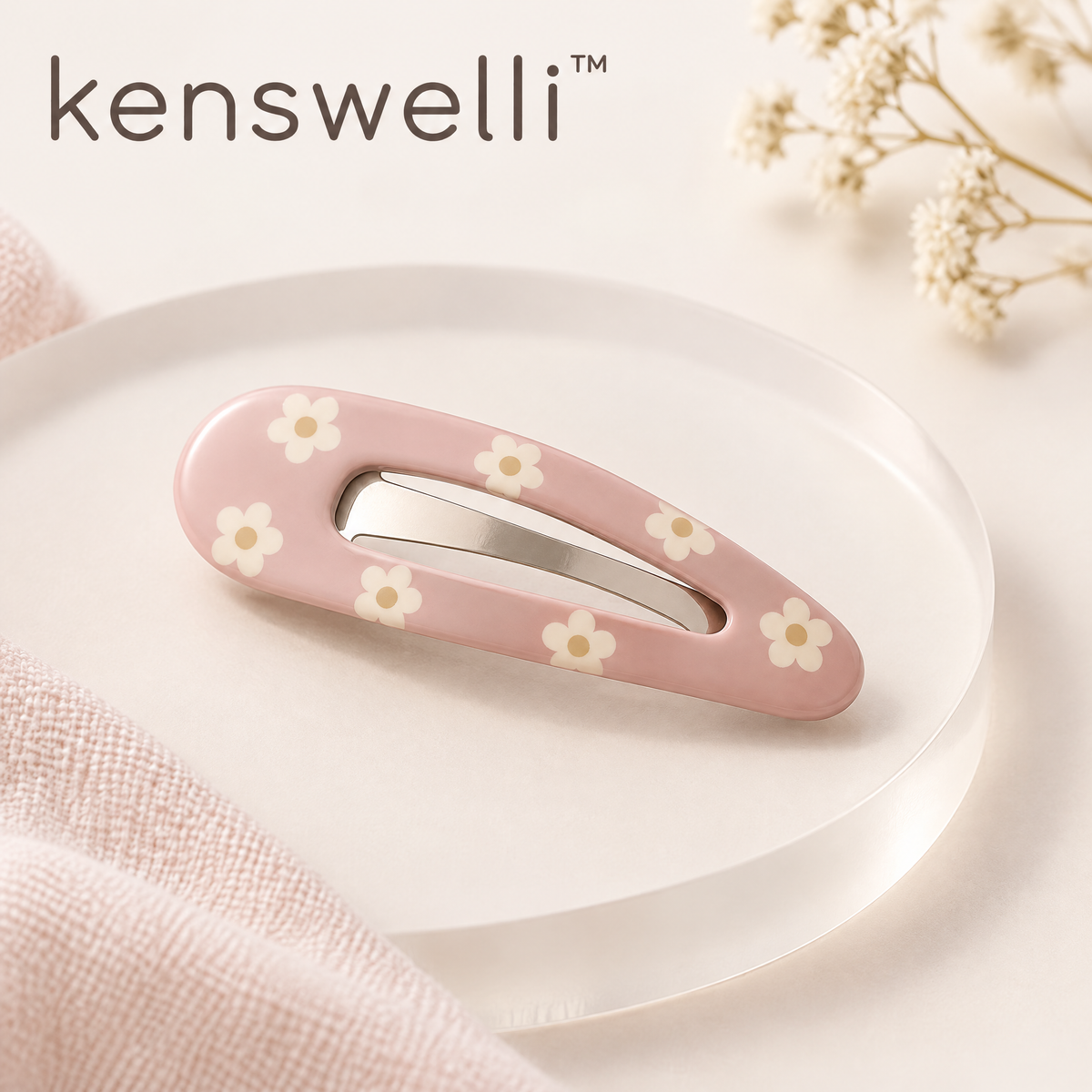 Kenswelli™ Pink Daisy Snap Hair Clip
