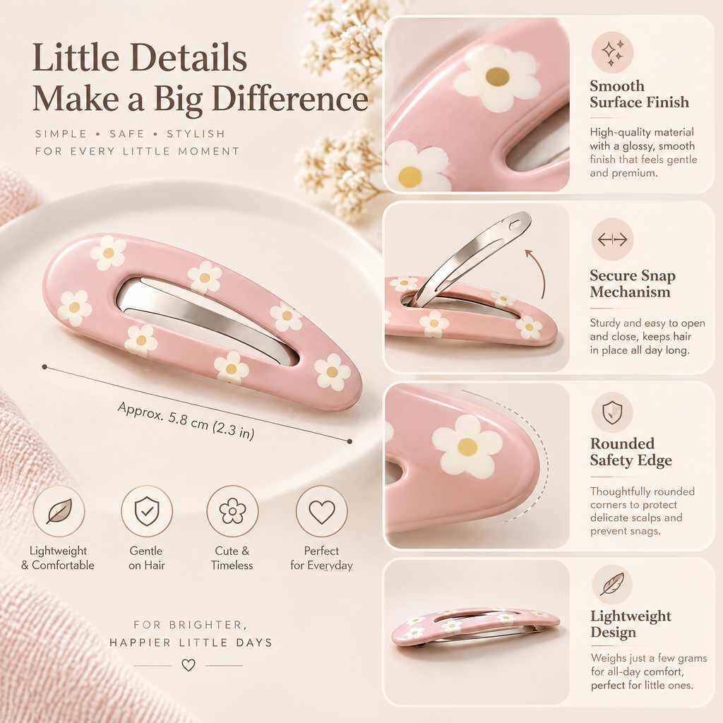 Kenswelli™ Pink Daisy Snap Hair Clip