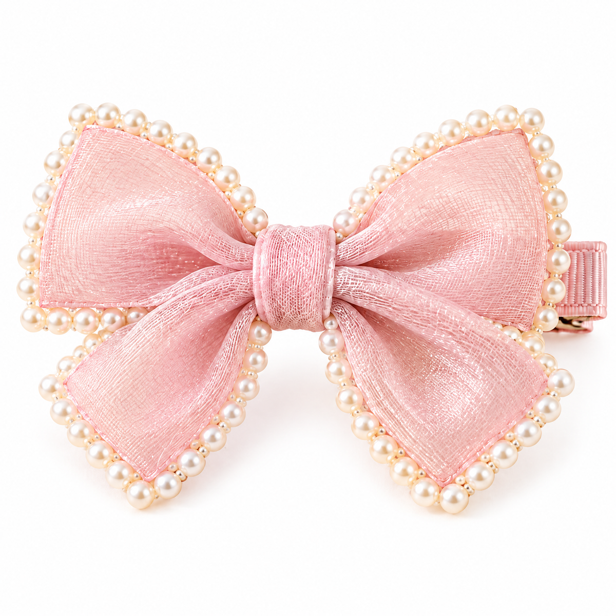 Kenswelli™ Pearl Trim Pink Bow Clip