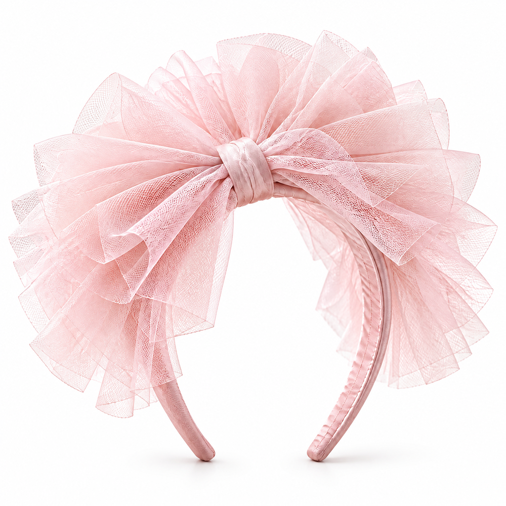 Kenswelli™ Blush Tulle Bow Headband