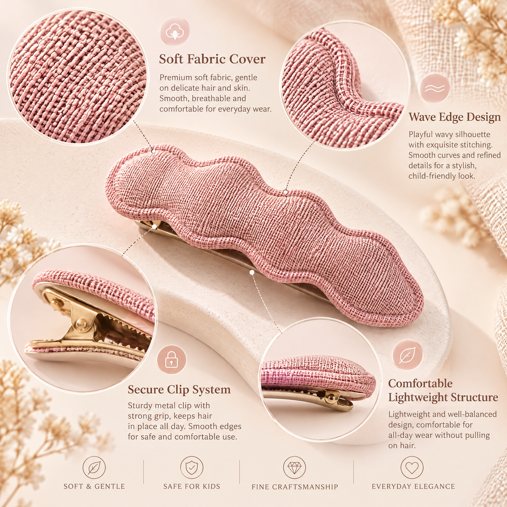 Kenswelli™ Pink Cloud Fabric Hair Clip