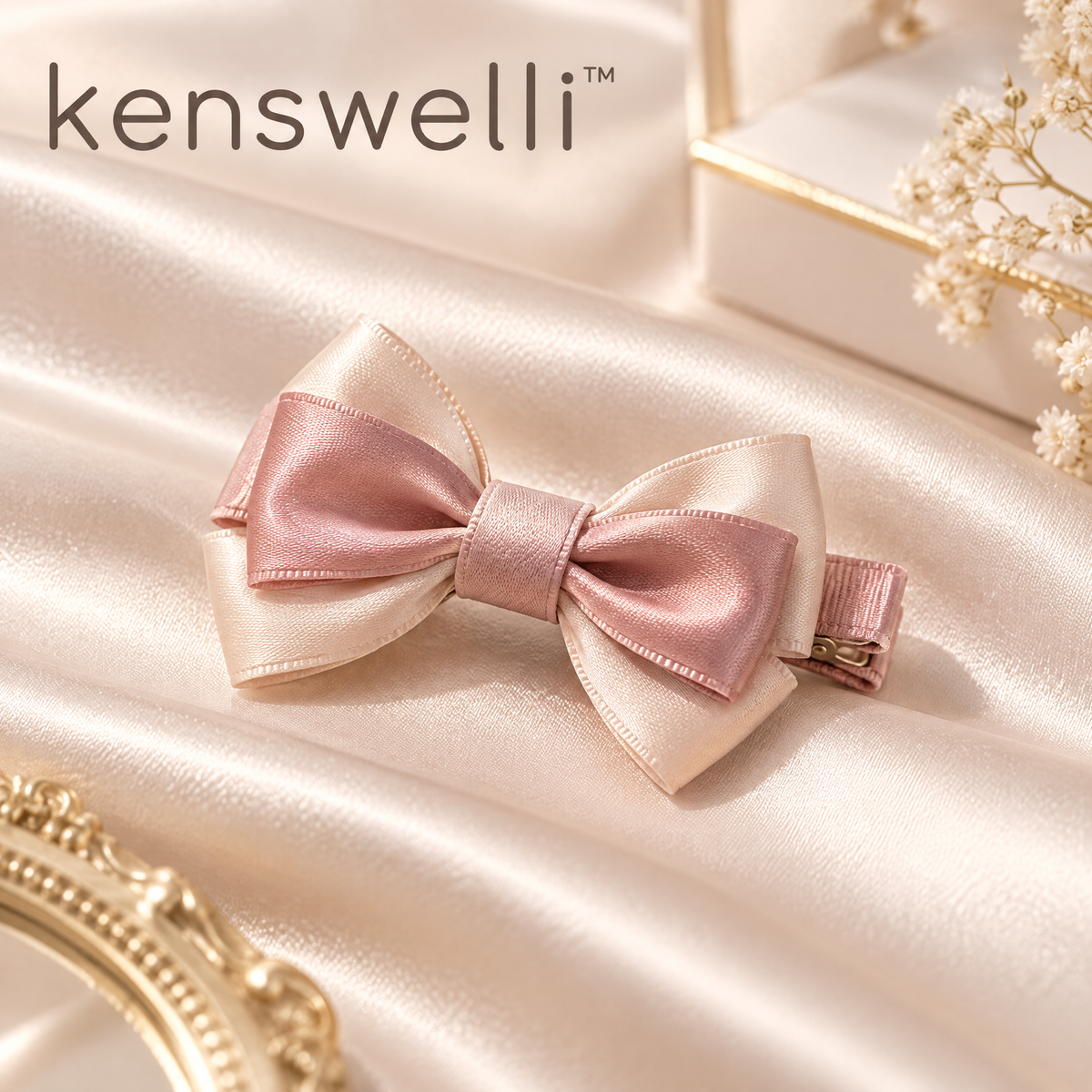 Kenswelli™ Two-Tone Satin Bow Hair Clip