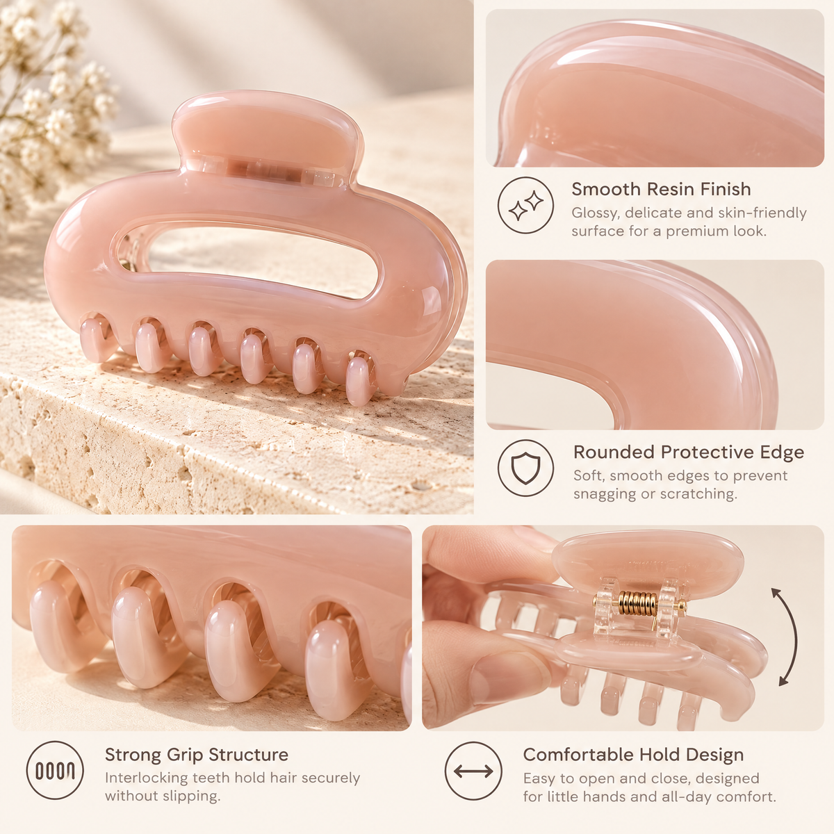 Kenswelli™ Blush Pink Oval Claw Clip