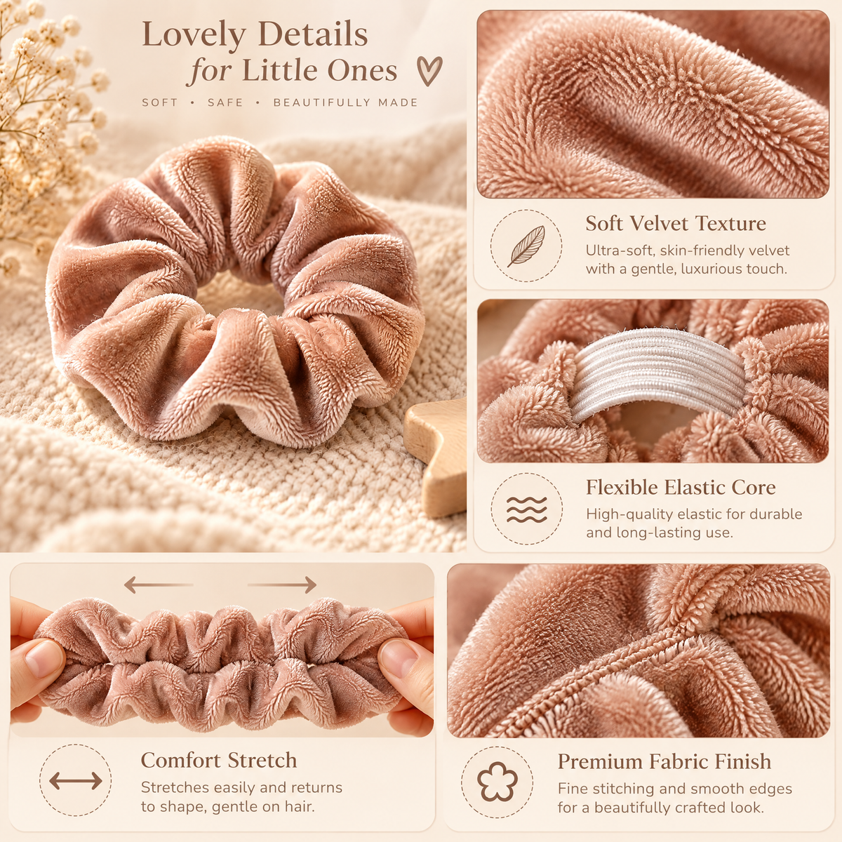 Kenswelli™ Soft Velvet Pink Scrunchie